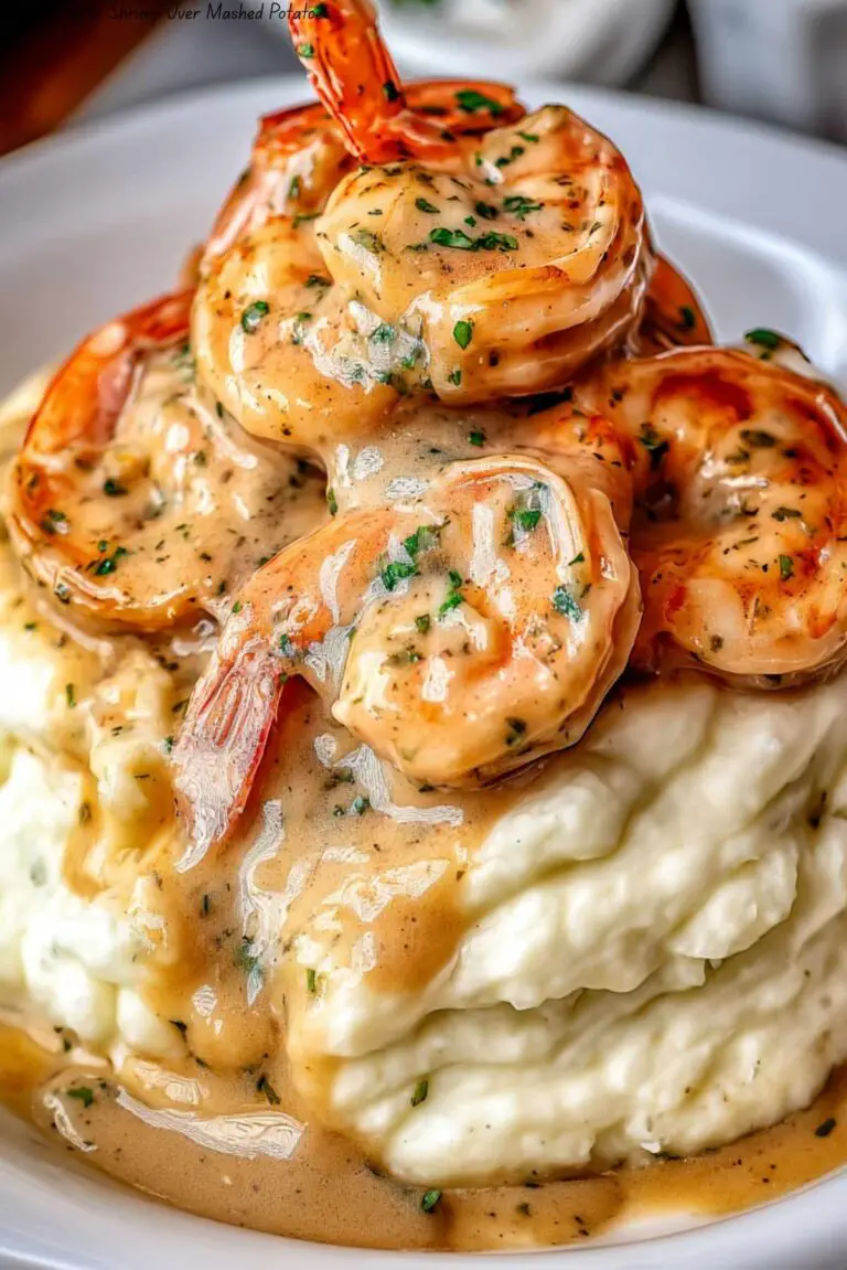 Creamy Garlic Shrimp Over Mashed Potatoes