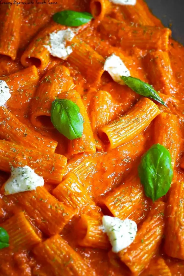 Creamy Rigatoni with Tomato Sauce