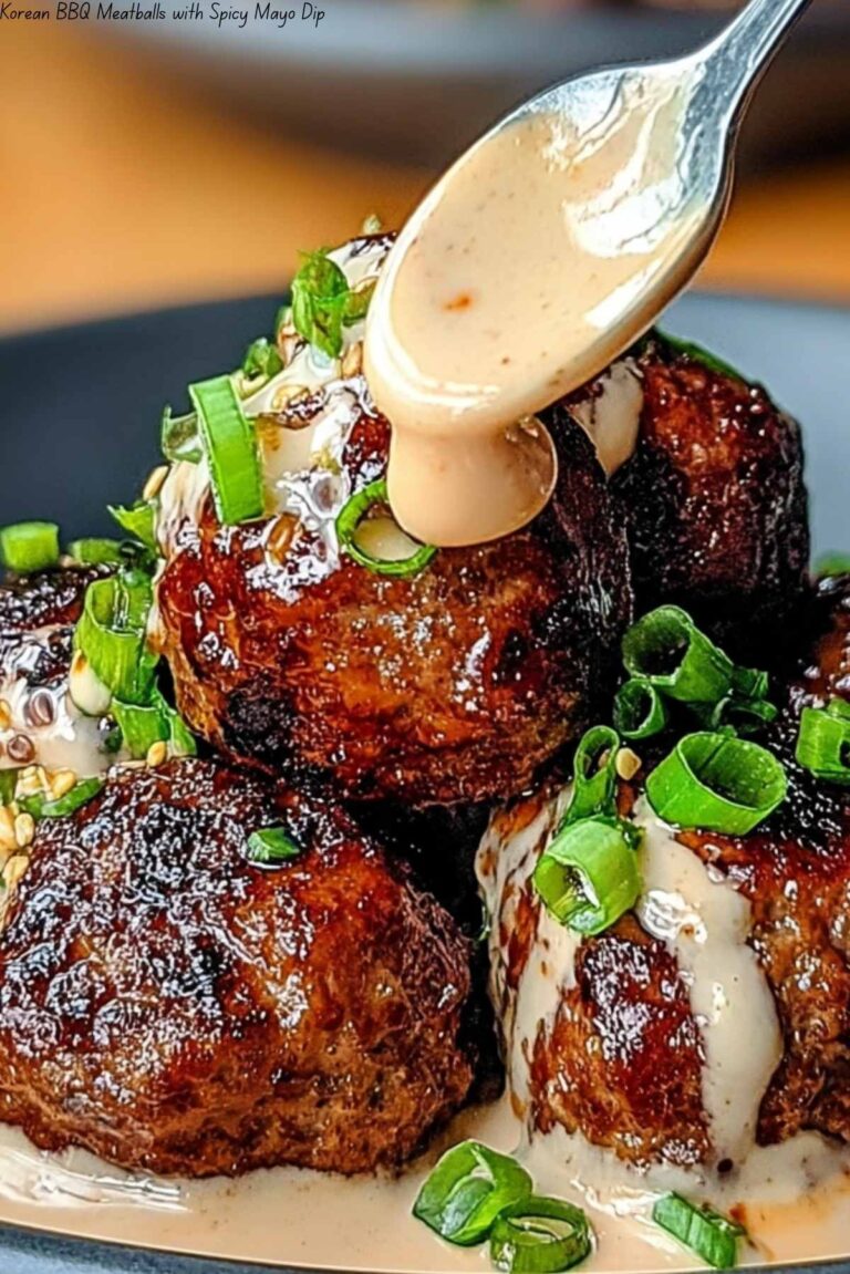 Korean BBQ Meatballs with Spicy Mayo Dip
