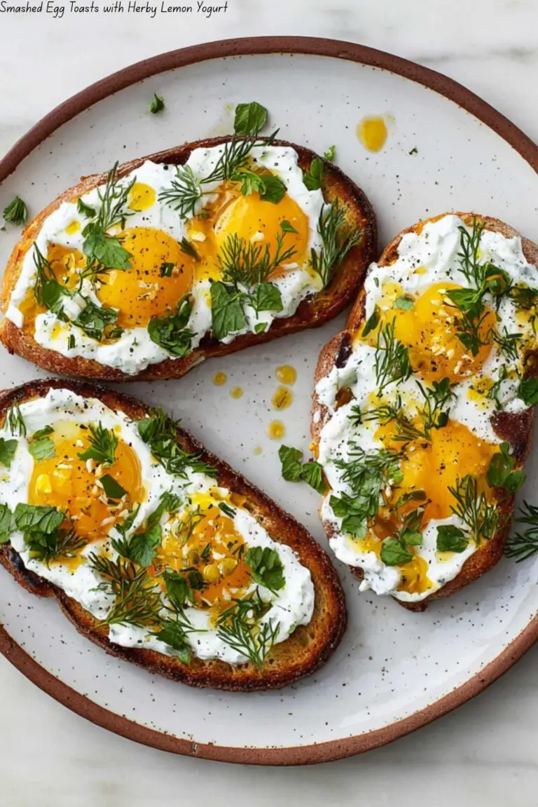 Smashed Egg Toasts with Herby Lemon Yogurt