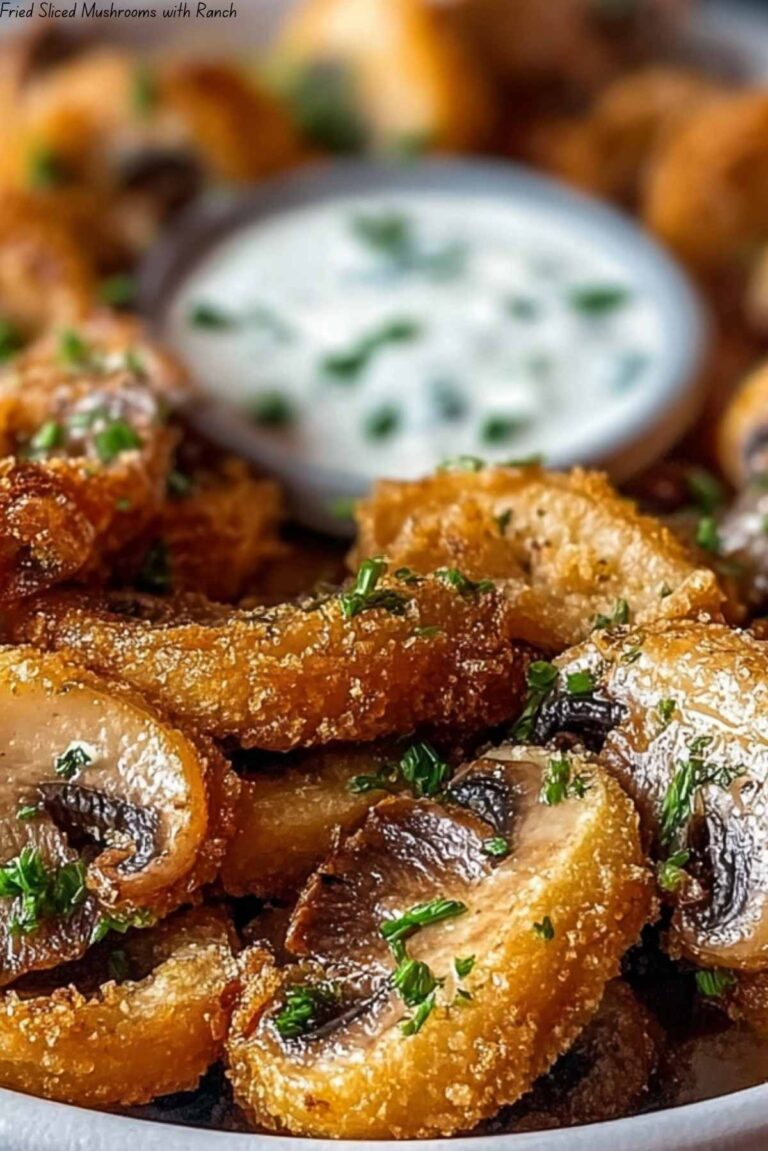 Fried Sliced Mushrooms with Ranch