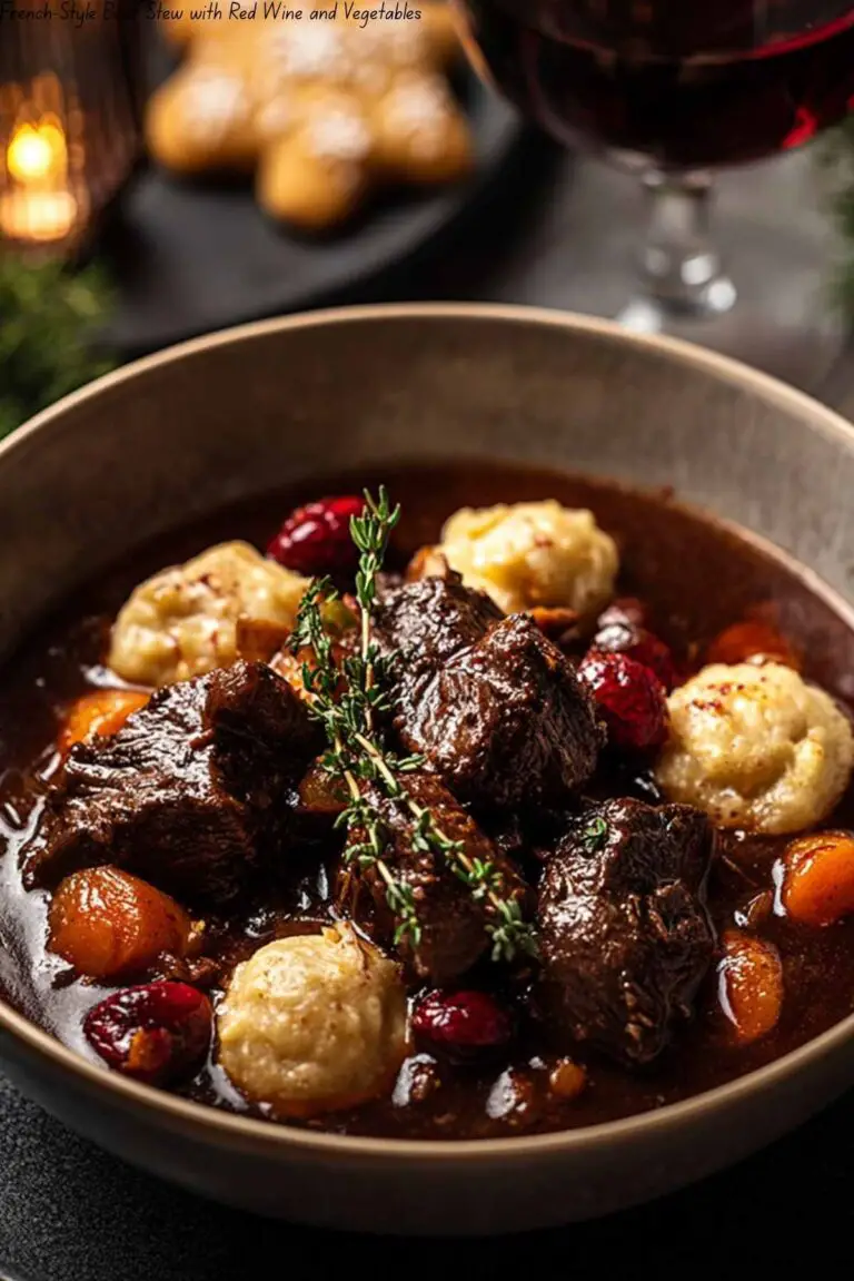 French-Style Beef Stew with Red Wine and Vegetables