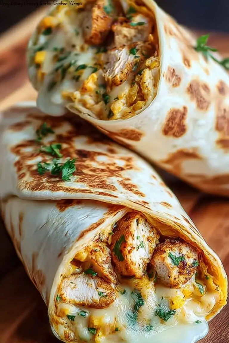 Ooey-Gooey Cheesy Garlic Chicken Wraps