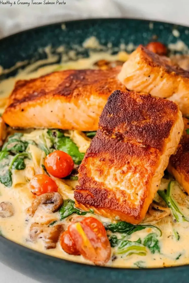 Healthy & Creamy Tuscan Salmon Pasta