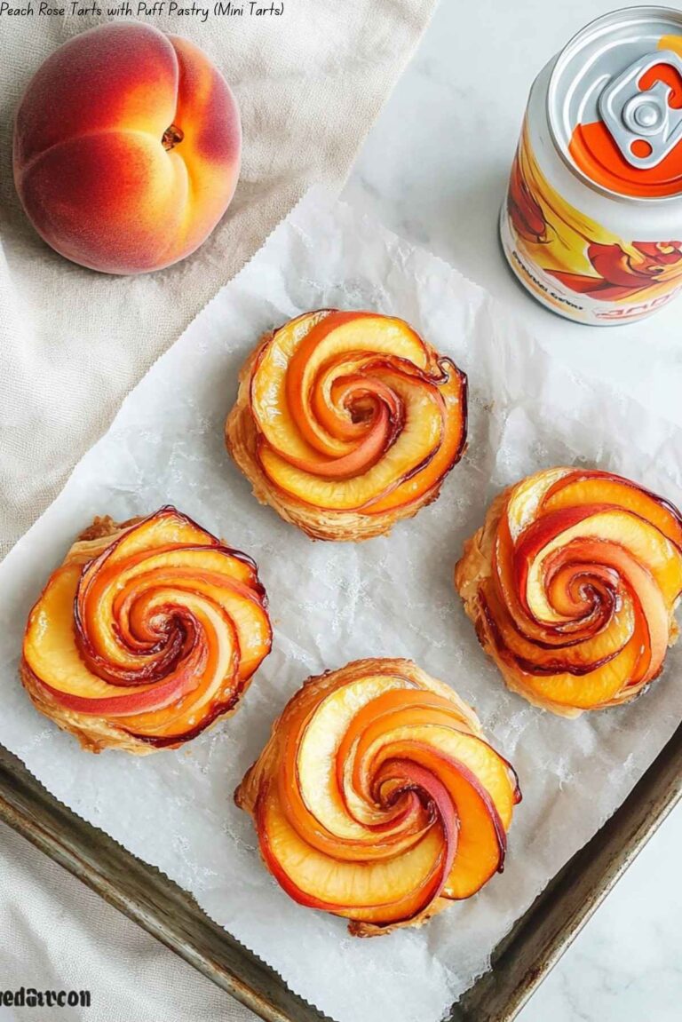 Peach Rose Tarts with Puff Pastry (Mini Tarts)