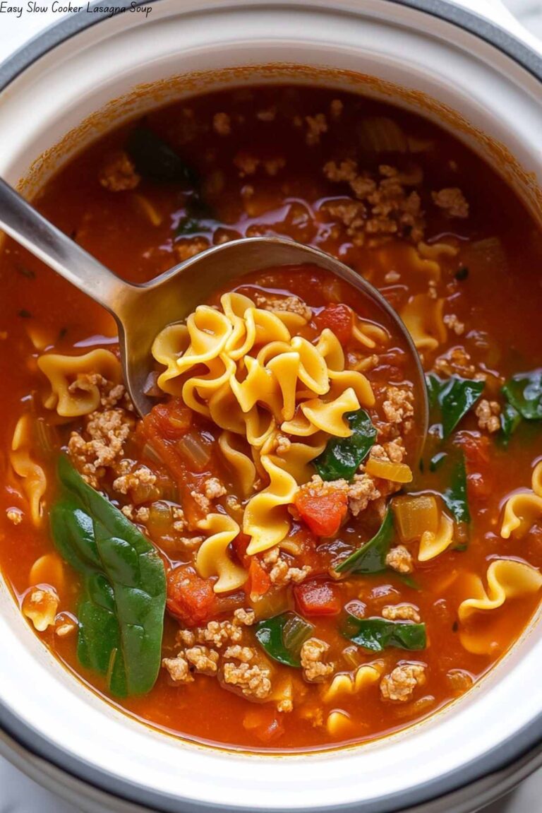 Easy Slow Cooker Lasagna Soup