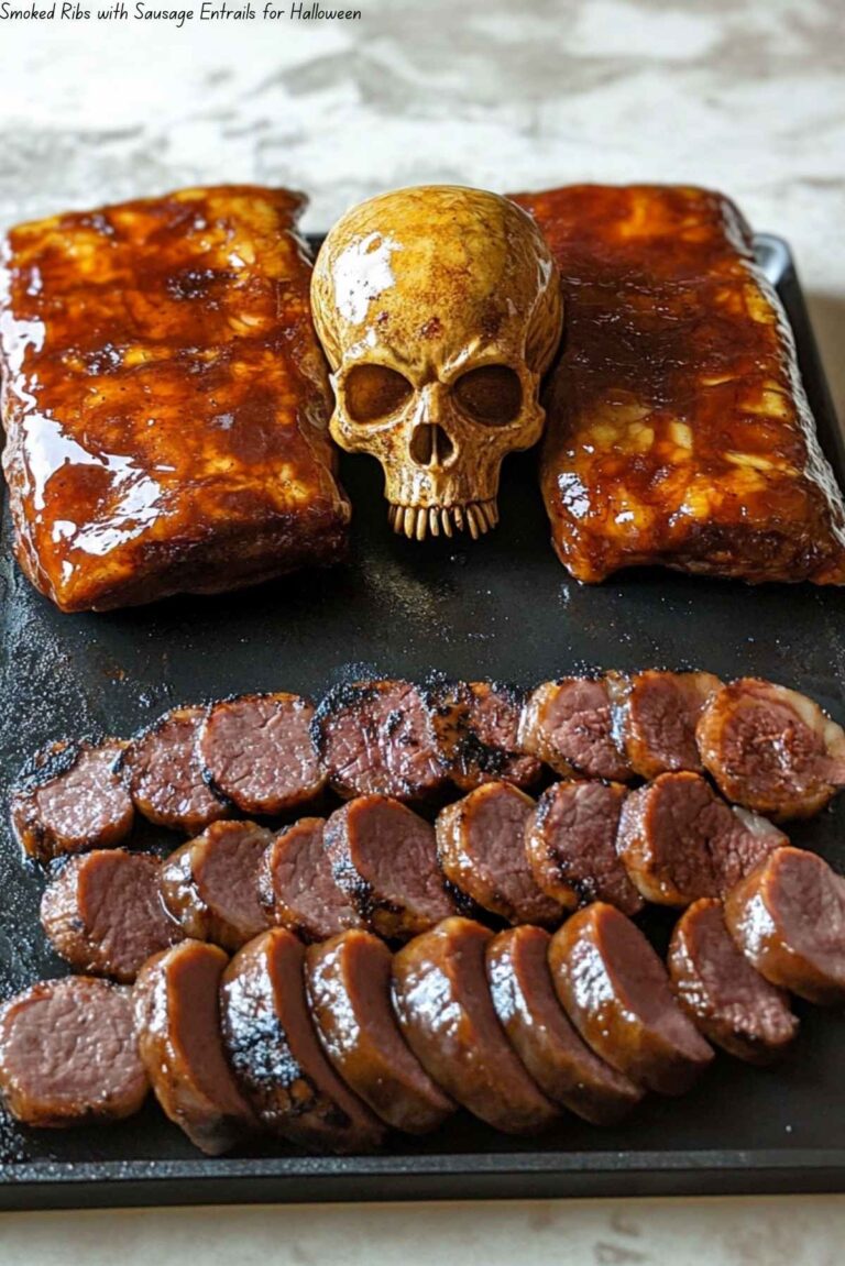 Smoked Ribs with Sausage Entrails for Halloween