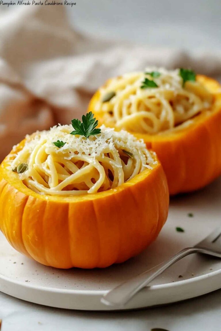 Pumpkin Alfredo Pasta Cauldrons Recipe