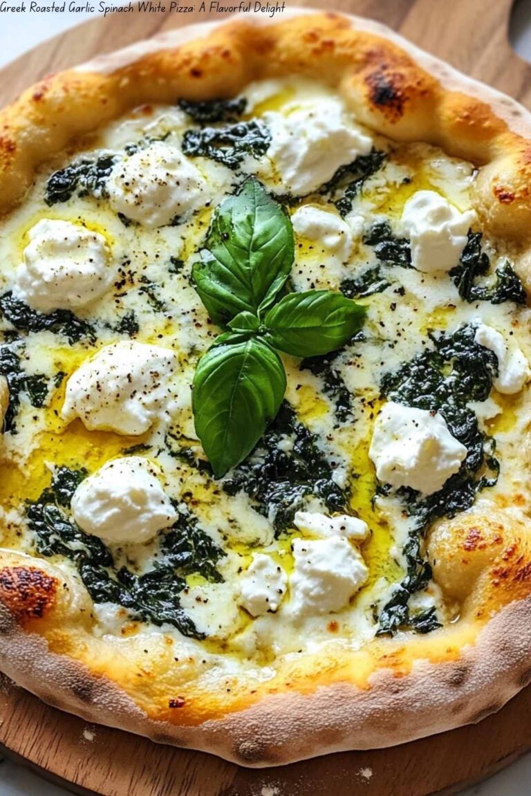 Greek Roasted Garlic Spinach White Pizza: A Flavorful Delight