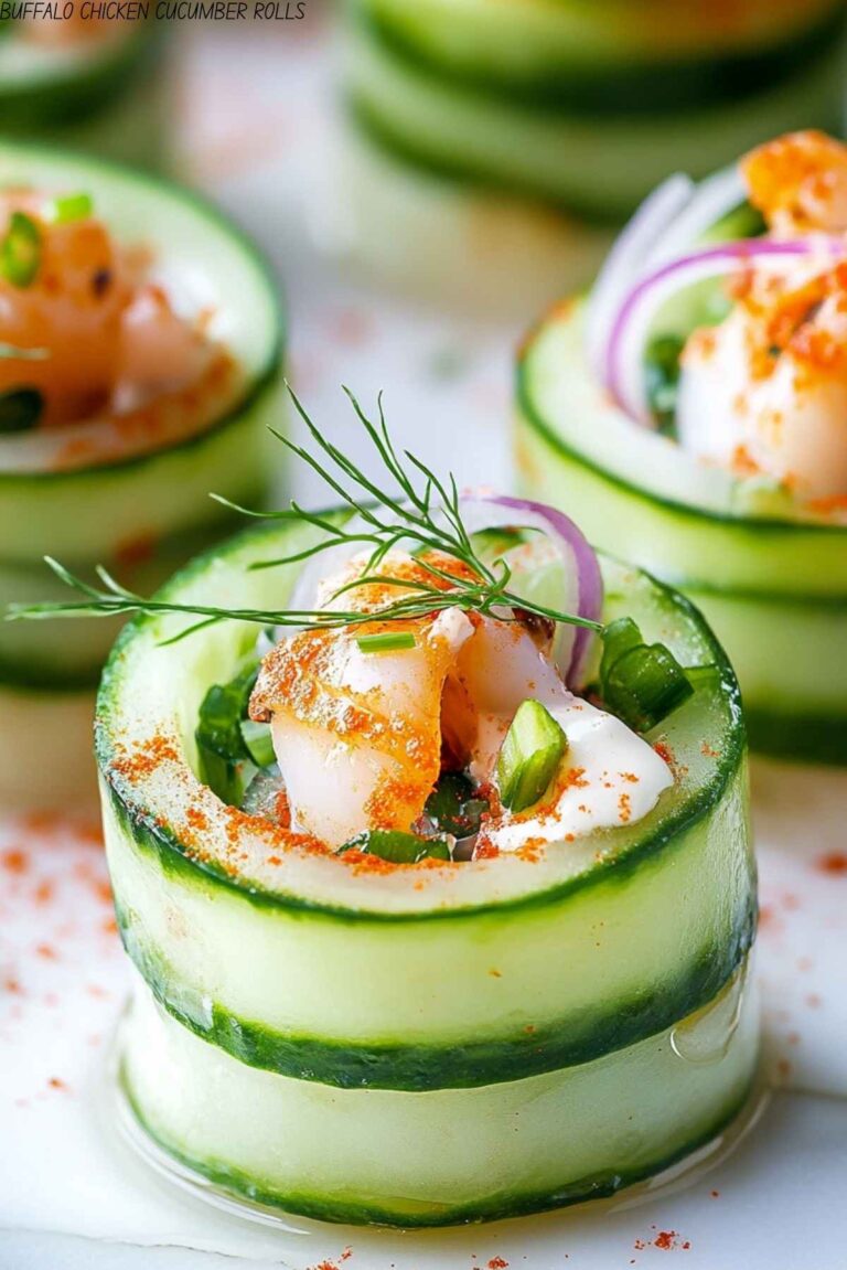 BUFFALO CHICKEN CUCUMBER ROLLS