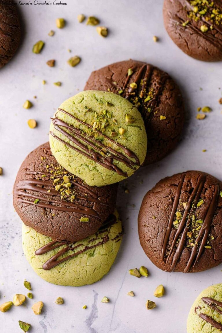 Pistachio Kunafa Chocolate Cookies