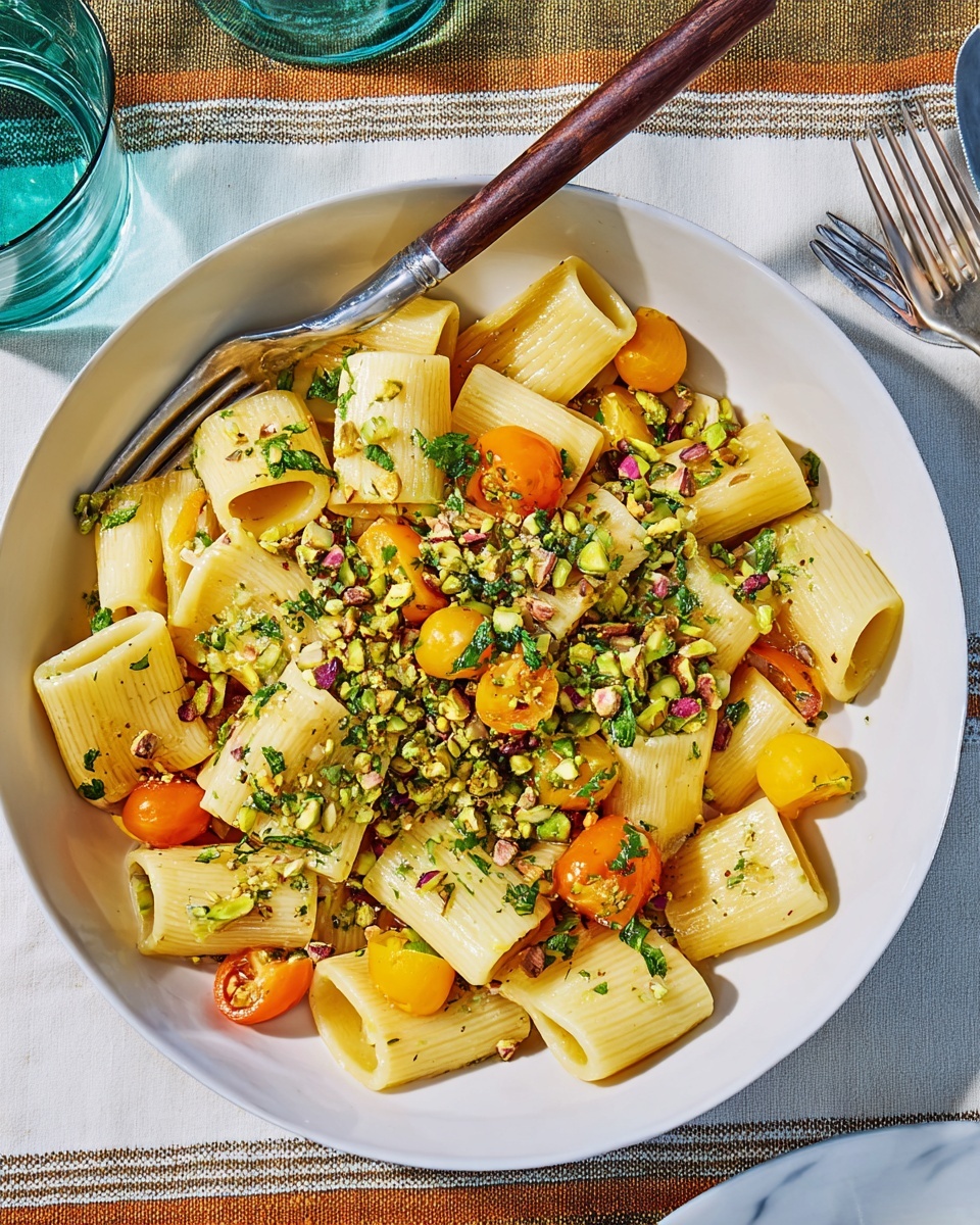 Sun Gold Tomato Pasta With Pistachio Gremolata Recipe - Recipe Image