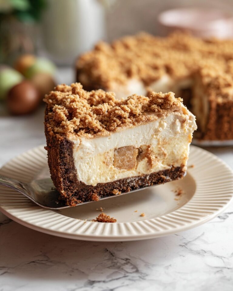 Apple Crumble Cheesecake with Biscoff Crust and Spiced Apple Topping Recipe