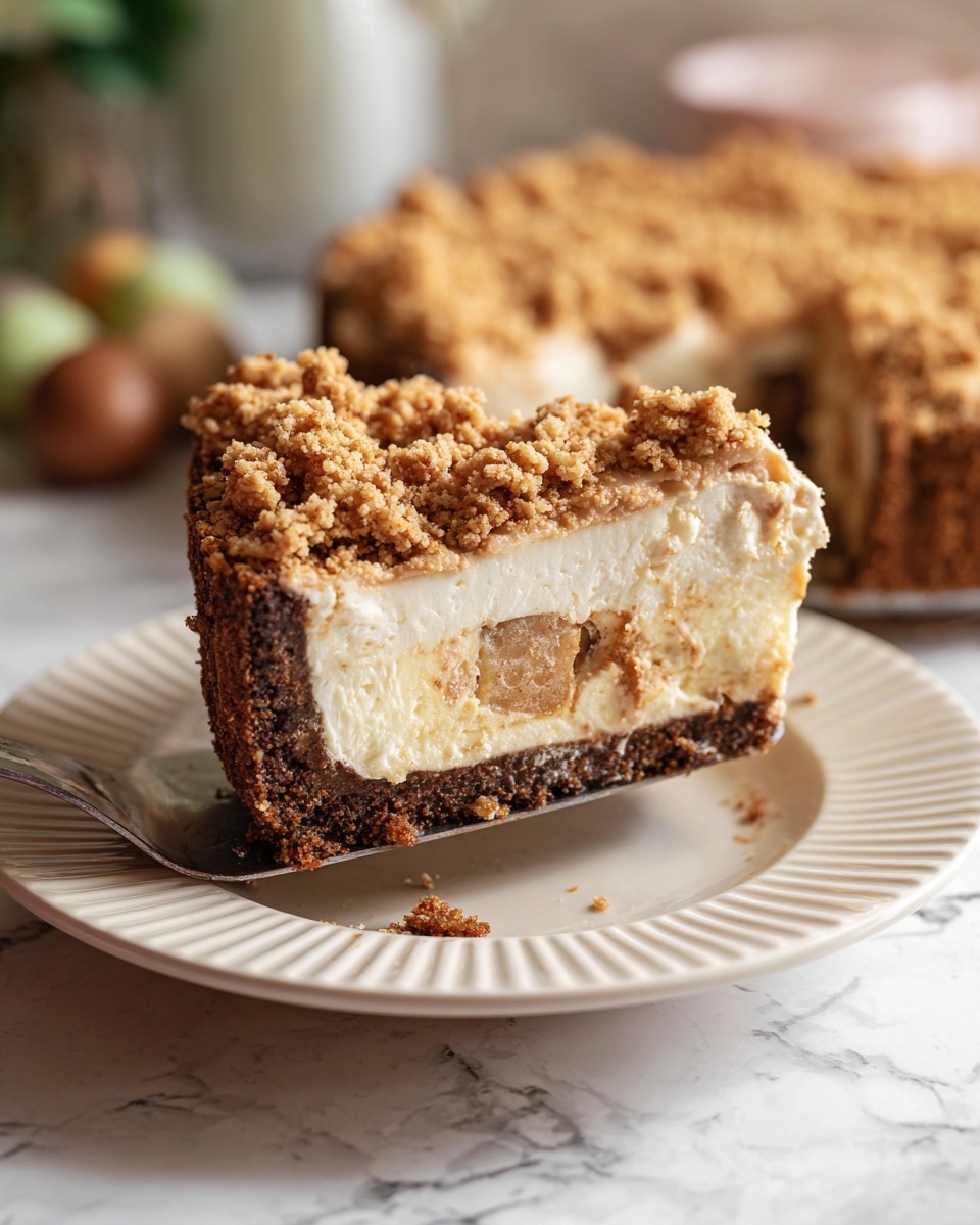 Apple Crumble Cheesecake with Biscoff Crust and Spiced Apple Topping Recipe