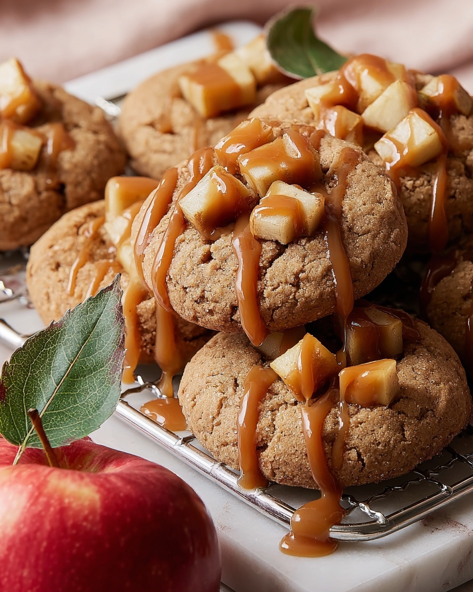 Caramel Apple Cookies with Salted Caramel Drizzle Recipe - Recipe Image