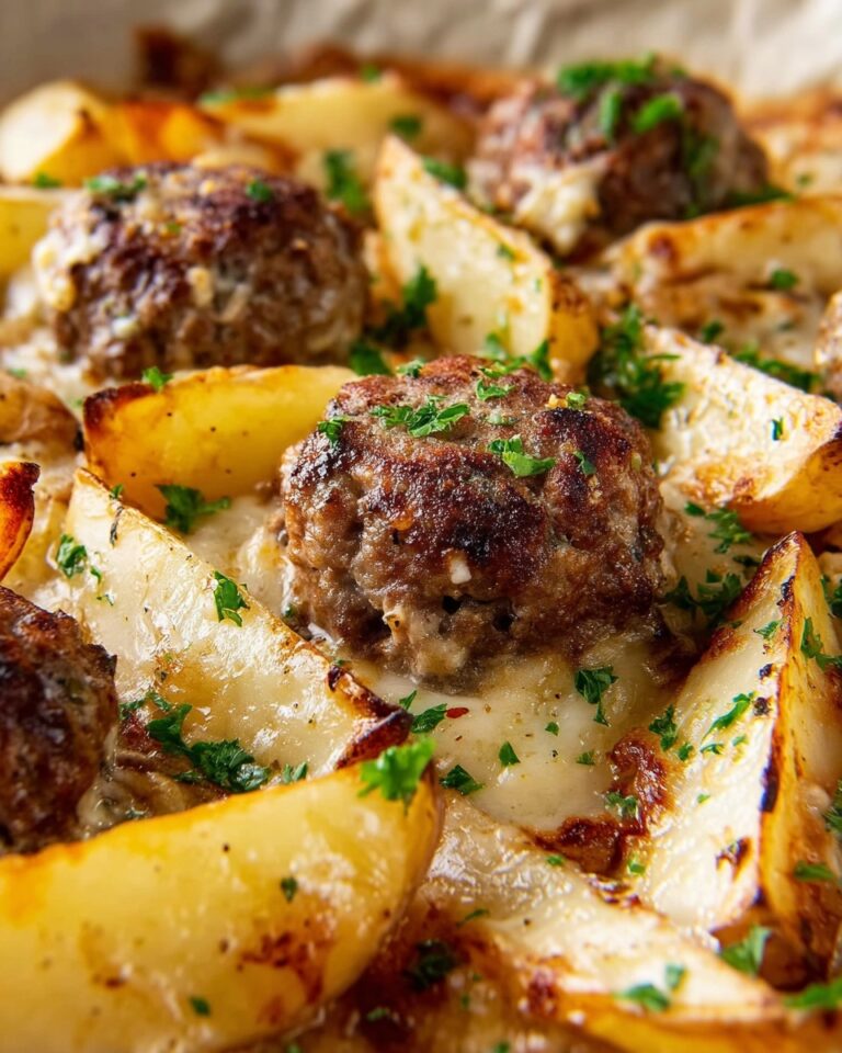 Sheet Pan Biftekia with Lemony Potato Wedges Recipe