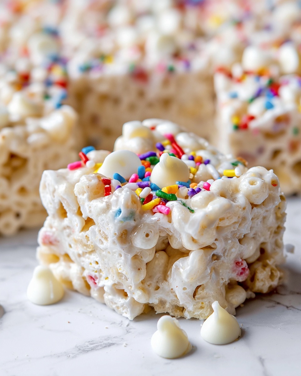 Homemade Funfetti Marshmallow Popcorn Treats Recipe - Recipe Image