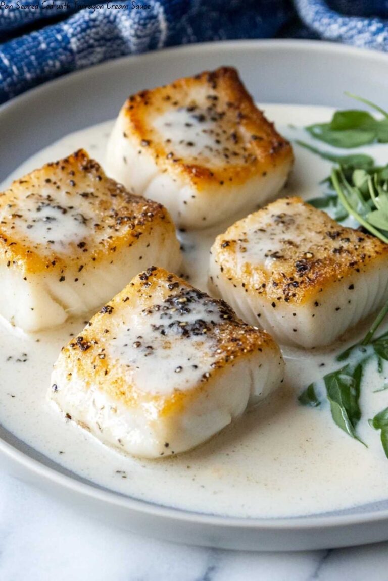 Pan Seared Cod with Tarragon Cream Sauce