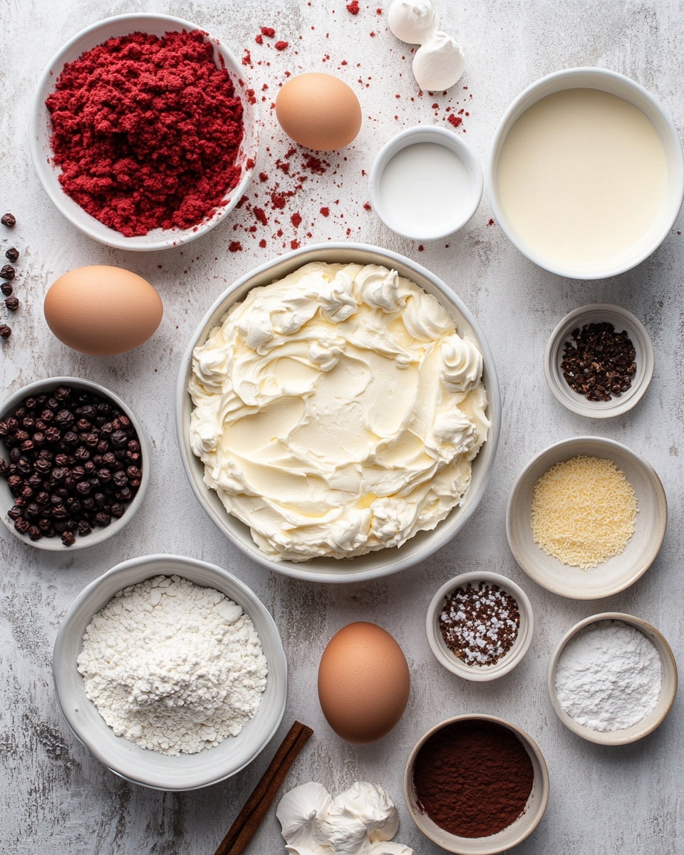 A slice of two-layered cake sits on a white plate with a beaded edge, placed on a white marbled textured wooden board. The bottom layer is a bright red color with a soft, moist texture, while the top layer is a thick, pale cream color with a fluffy, spongy texture. The cake is topped with a thick layer of white whipped cream, decorated with swirls and dollops. In the background, the rest of the cake shows the same two layers and white whipped cream topping, with a slice removed. To the left, a transparent glass filled with a red drink topped with white foam and red sprinkles sits on a white marbled textured surface covered with a soft, grey and white checkered cloth. photo taken with an iphone --ar 4:5 --v 7