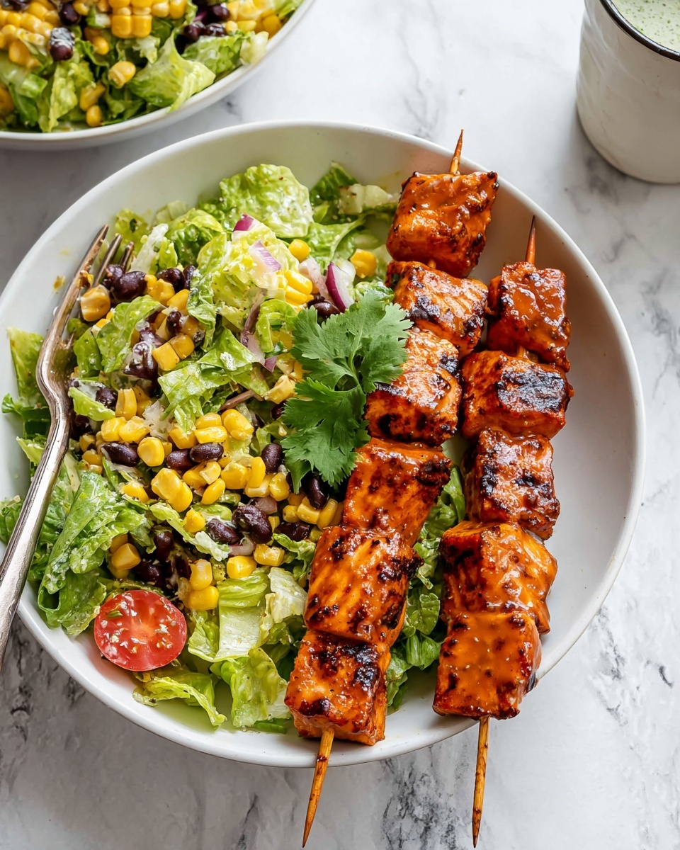 BBQ Chicken Skewer Salad with Herby Ranch Recipe - Recipe Image