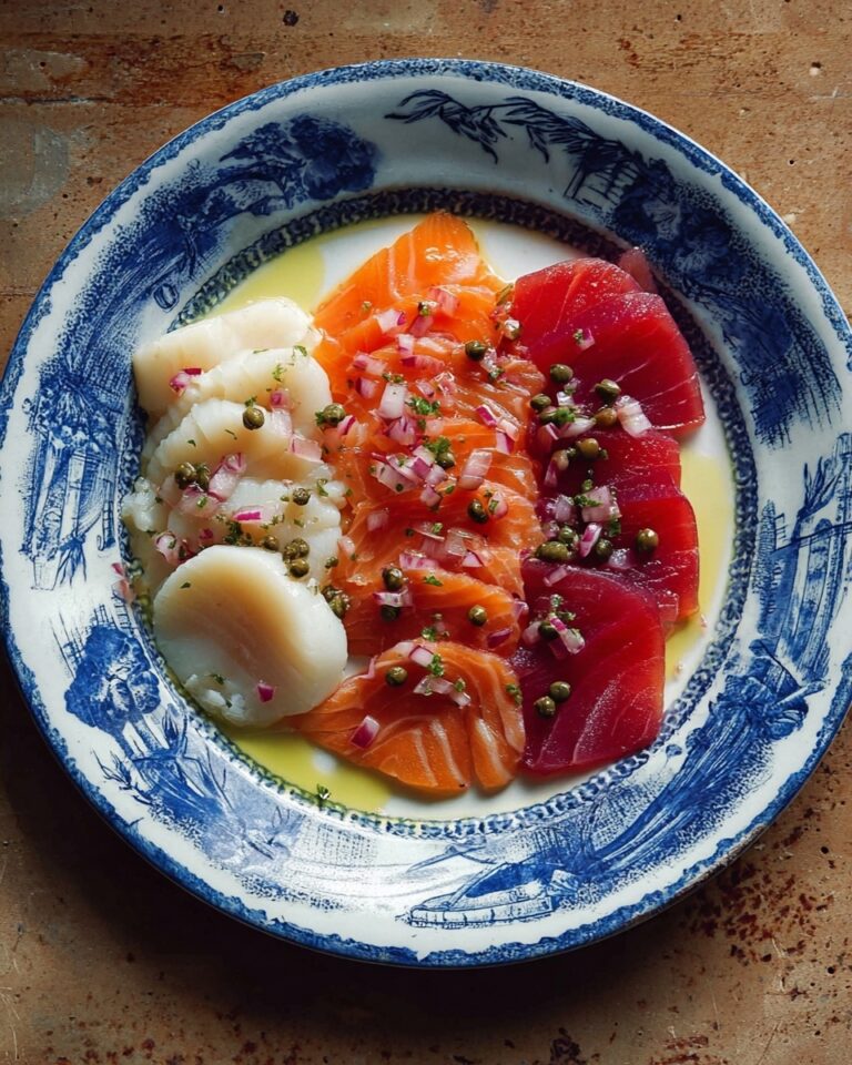 Sicilian Sashimi with Sea Scallops, Tuna, and Salmon Recipe