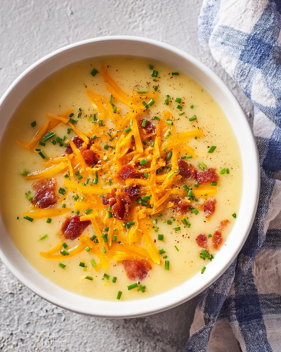 Hearty Cheddar Garlic Herb Potato Soup Recipe - Recipe Image