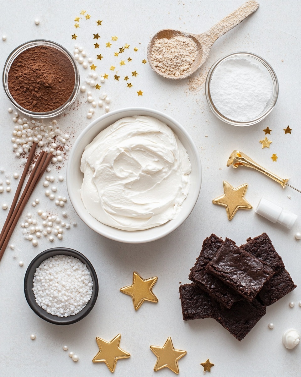 The image shows eight triangular cake slices arranged in a circle on a white plate with a raised edge, set on a white marbled surface. Four of the slices are decorated to look like Christmas trees with green frosting swirled thickly on top and small white round sprinkles scattered evenly across the surface, finished with a small yellow star-shaped decoration at the tip. The other four slices resemble Santa hats, covered with red frosting swirled in thick waves, topped with a white frosting trim at the base and a small white frosting pompom at the tip where a small yellow star is placed. The plate rests near some green pine branches with small warm fairy lights glowing softly. photo taken with an iphone --ar 4:5 --v 7