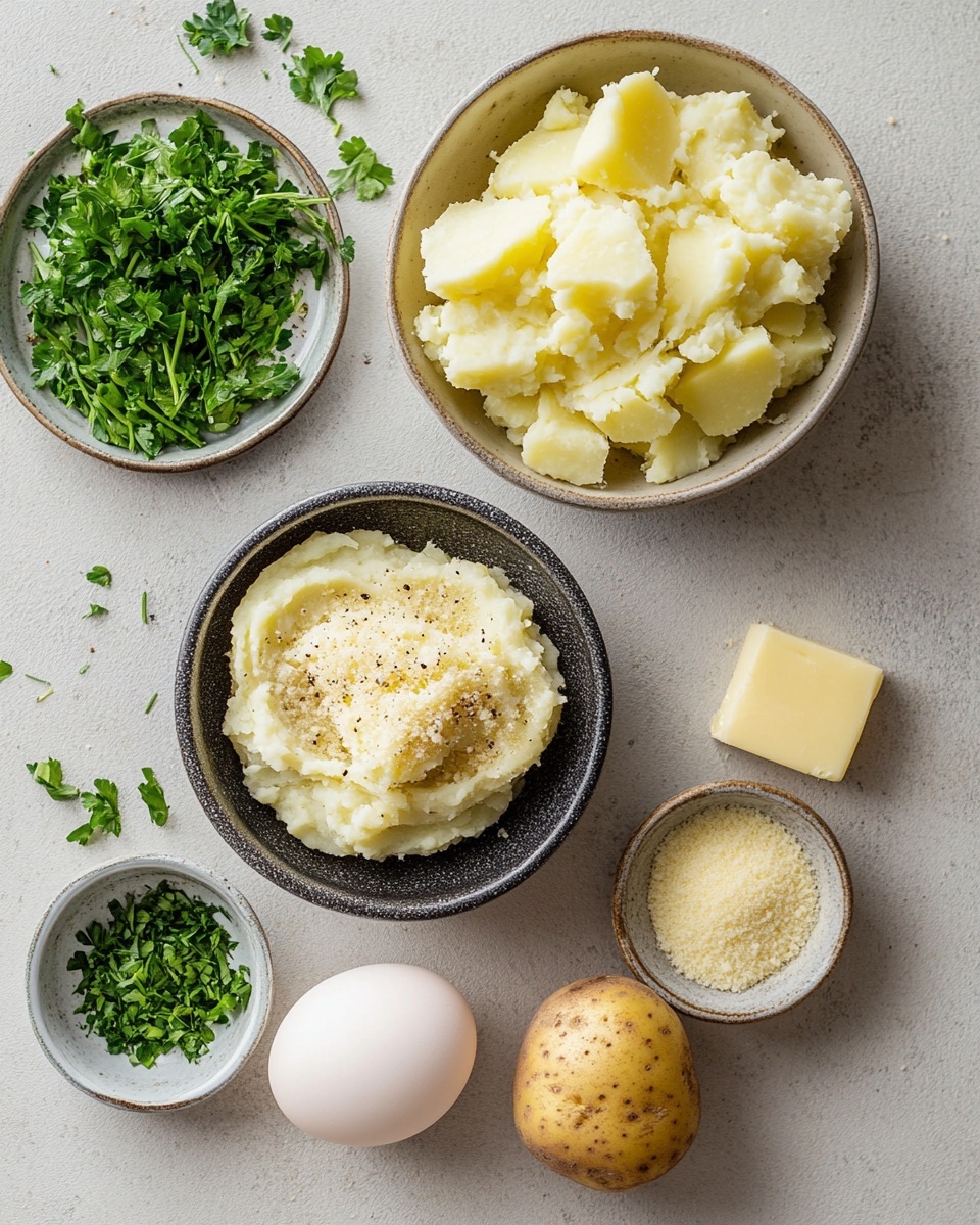 A wooden bowl lined with crumpled parchment paper holds a group of small, round, golden brown fried balls. Each ball is topped with a light sprinkling of shredded white cheese and finely chopped green herbs, giving a fresh, textured look. The bowl sits on a cork coaster with a soft-focus wooden table in the background. photo taken with an iphone --ar 4:5 --v 7