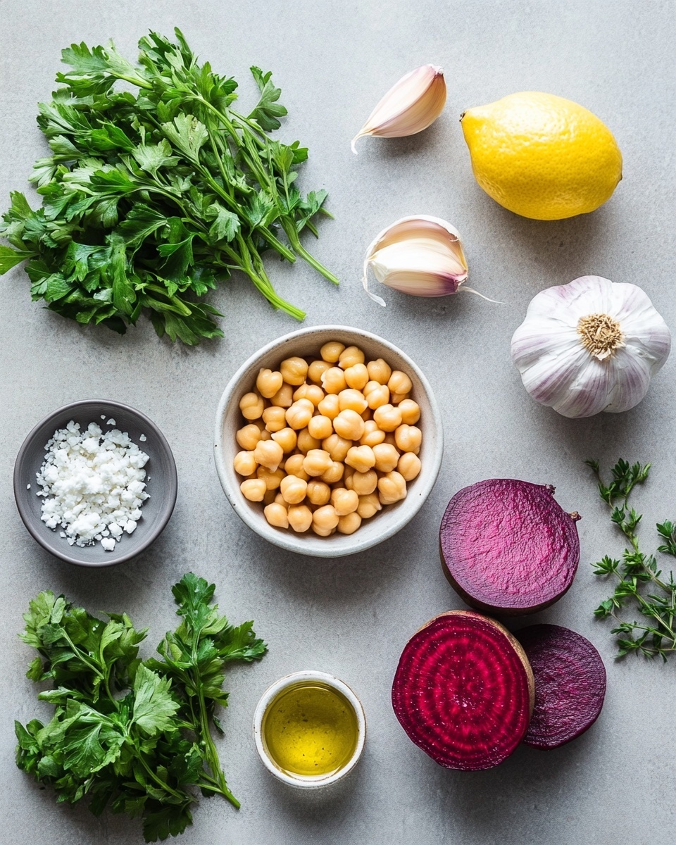 A close-up view of a white bowl filled with a salad made of three main layers: at the bottom, there are bright red beet cubes with a smooth and slightly shiny texture; mixed throughout are light beige chickpeas that are round and smooth; on top, small white cubes of soft cheese are scattered, all sprinkled with chopped fresh green herbs and some black pepper specks. The bowl is placed on a white marbled surface, and the image shows a colorful and fresh mix of textures and colors. photo taken with an iphone --ar 4:5 --v 7