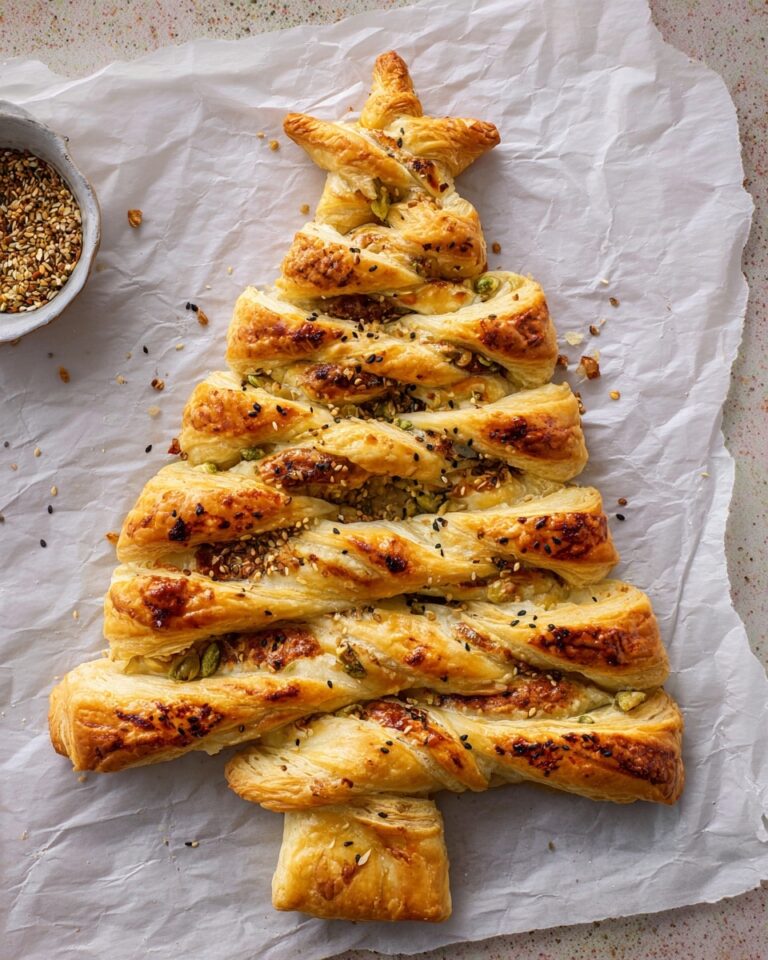 Savoury Puff Pastry Christmas Tree with Ham and Cheese Recipe