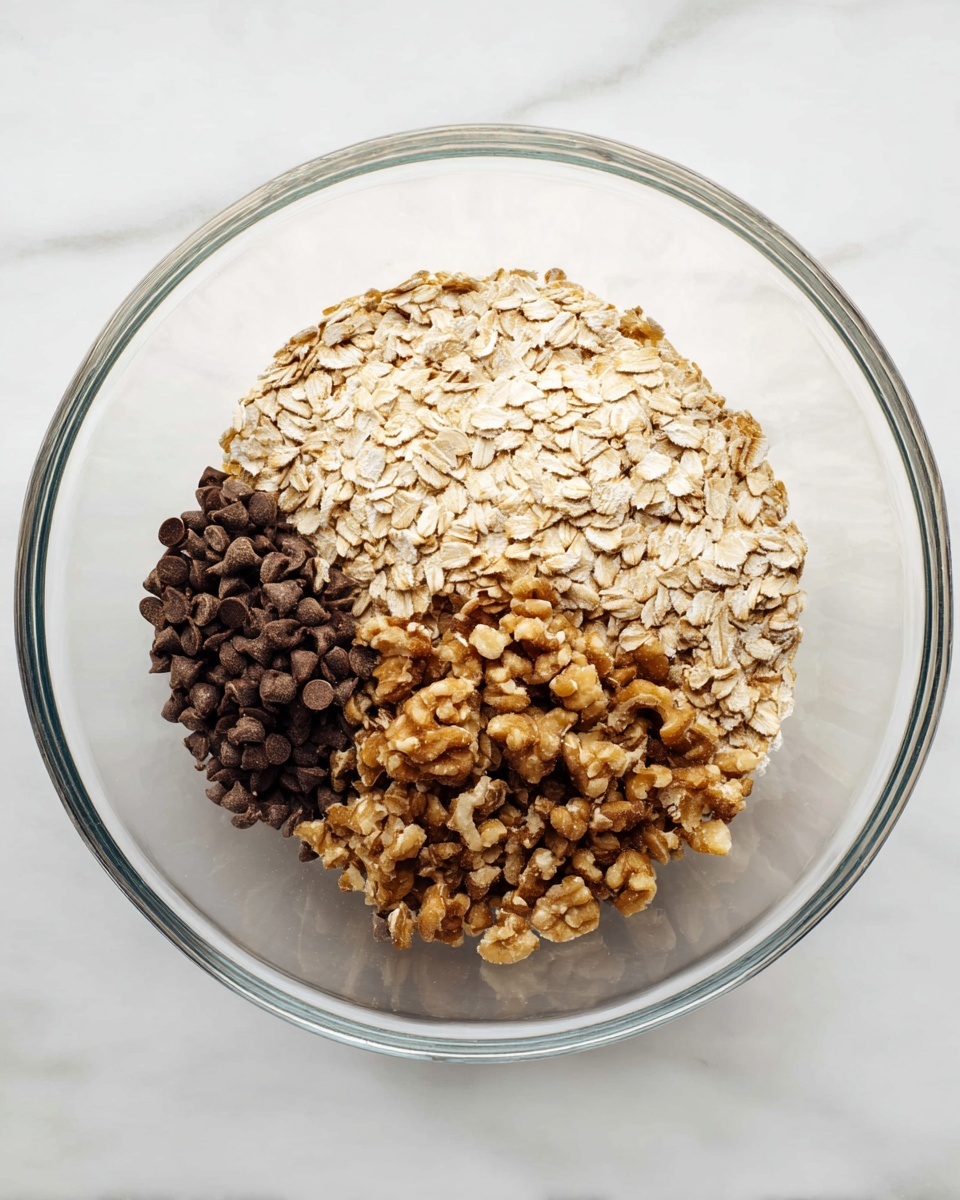 Six round oatmeal cookies with visible chocolate chips and oats, each cookie showing a rough and uneven surface texture. The cookies have a light brown to golden color with some darker spots from the chocolate chips. They rest spaced apart on a white plate with a smooth surface, which sits on a white marbled texture. The cookies appear slightly thick and chunky, showing oat flakes and chocolate embedded throughout. Photo taken with an iphone --ar 4:5 --v 7