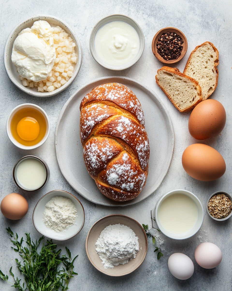 A stack of four grilled cheese sandwiches is shown close up, each sandwich having a golden-brown crispy crust with a slightly rough texture. Between each sandwich layer, there is smooth, white melted cheese that oozes slightly at the edges. Thick, shiny amber syrup is dripping down the sides of the stack and pooling on a white plate below. A small green herb sprig rests on the top sandwich, adding a fresh touch. The plate is placed on a white marbled surface. Photo taken with an iphone --ar 4:5 --v 7