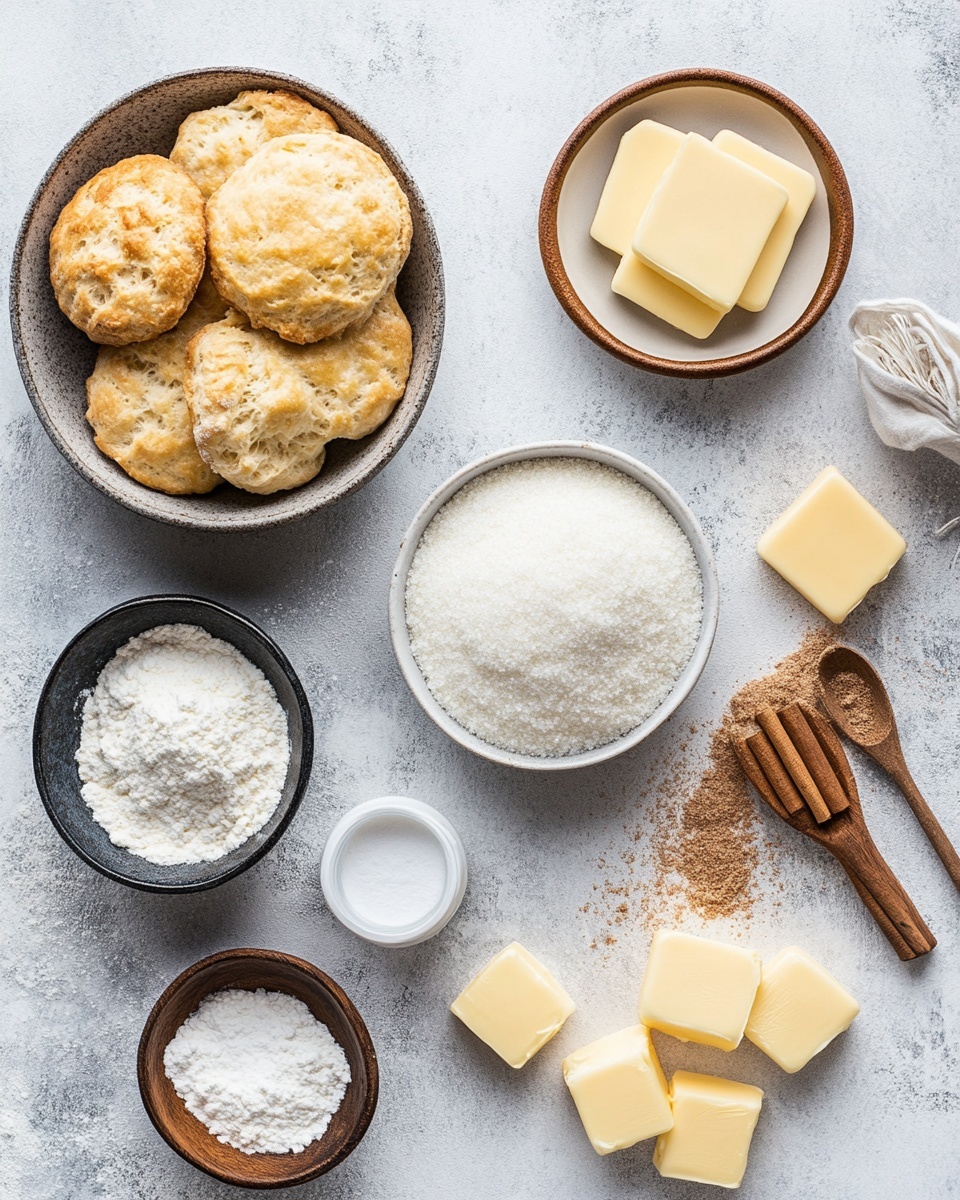A ring-shaped monkey bread with a soft, bumpy texture and a rich golden-brown color sits on a clear glass plate, with a glaze visibly melting and dripping down the sides, showing a sticky, cinnamon-sweet coating over many small, layered dough pieces. In the background, there is a small glass jar with cinnamon or brown sugar, a few plates stacked, and cinnamon sticks nearby, all placed on a white marbled surface with a white tiled wall in the background. photo taken with an iphone --ar 4:5 --v 7