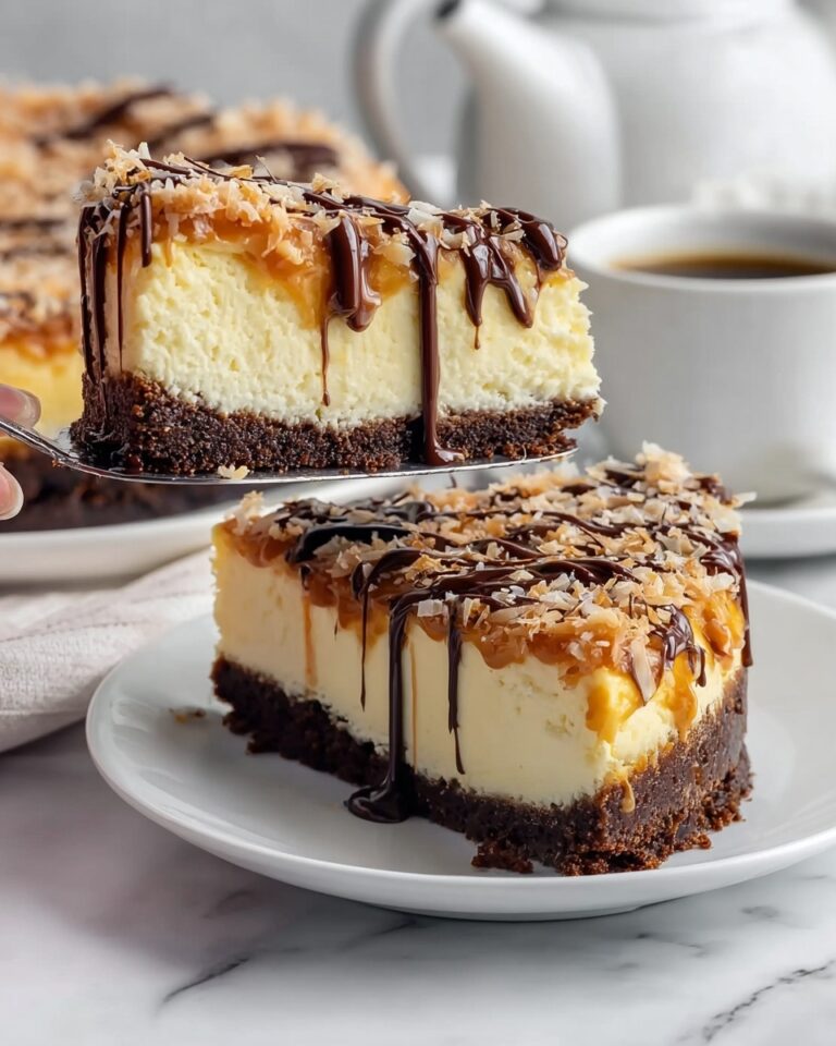 Samoa Cheesecake with Coconut Topping Recipe