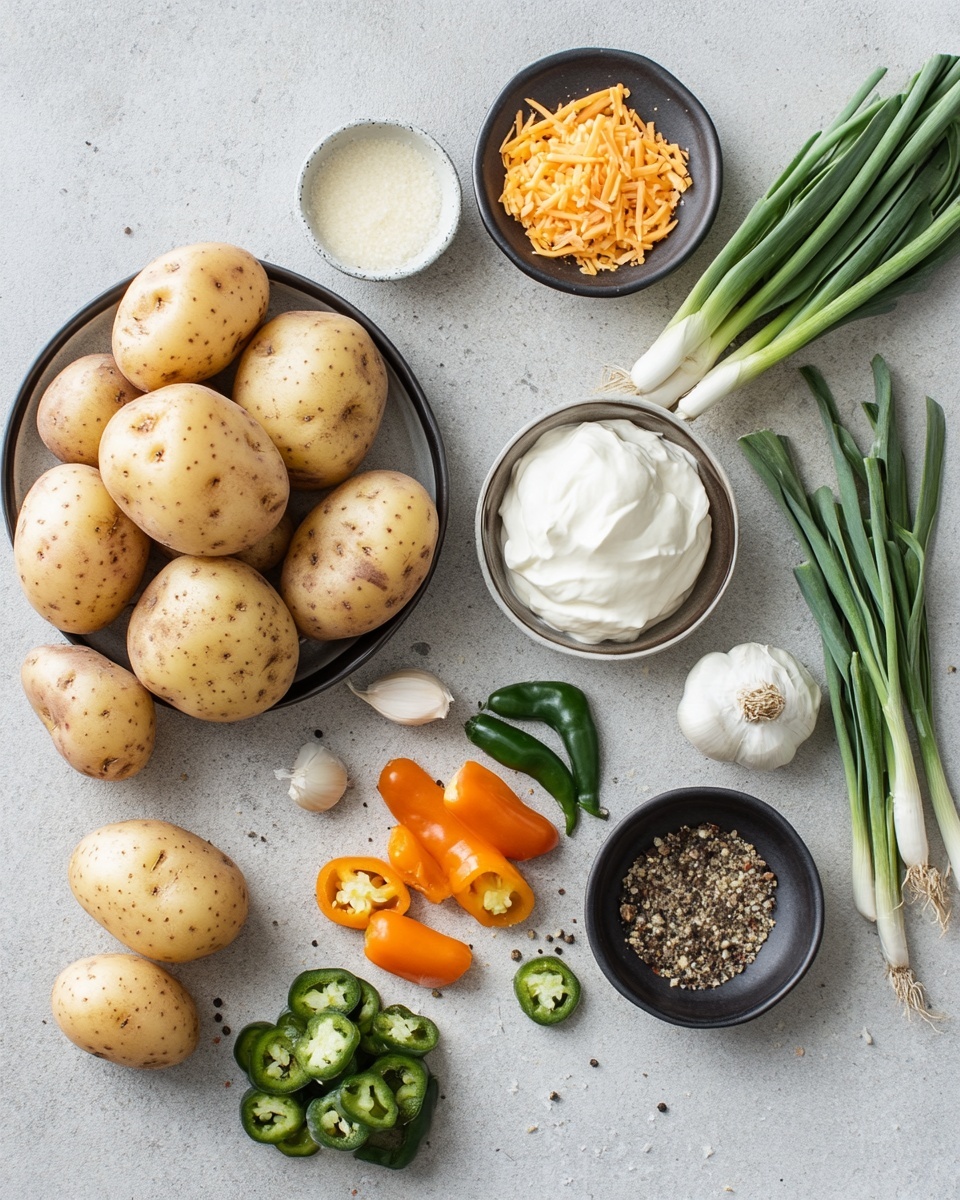The image shows many small, round bites on a dark baking sheet with a slightly oily texture. Each bite has a crispy, golden-brown base of melted cheese with some darker, almost burnt edges. On top of each base, there is a dollop of white sour cream, pieces of crispy reddish-brown bacon, small green slices of scallions, and tiny green chunks of pickles spread evenly. The bites are closely placed but not touching each other. The background is a white marbled texture. photo taken with an iphone --ar 4:5 --v 7