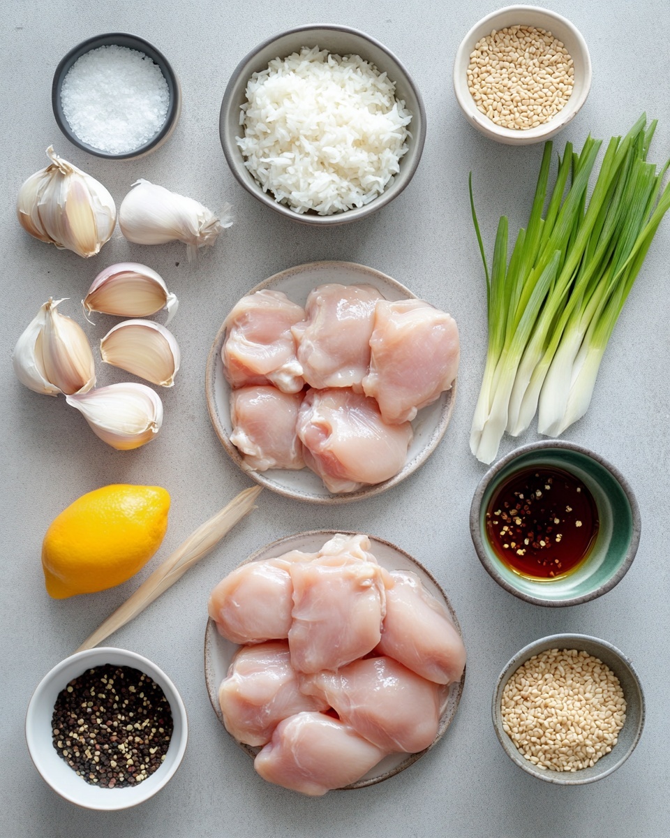This image shows many pieces of cooked chicken covered in shiny dark brown sauce. The chicken pieces are bite-sized and have a smooth but slightly thick texture from the sauce. Small white sesame seeds are scattered over the chicken. Thin slices of fresh green onions are spread on top, adding a bright green color. The dish fills the whole view, focusing closely on the chicken and toppings. The background has a white marbled texture. photo taken with an iphone --ar 4:5 --v 7