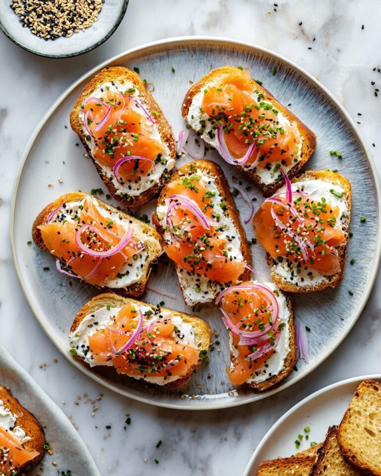 Smoked Salmon Crostini with Chive Cream Cheese and Everything Bagel Seasoning Recipe