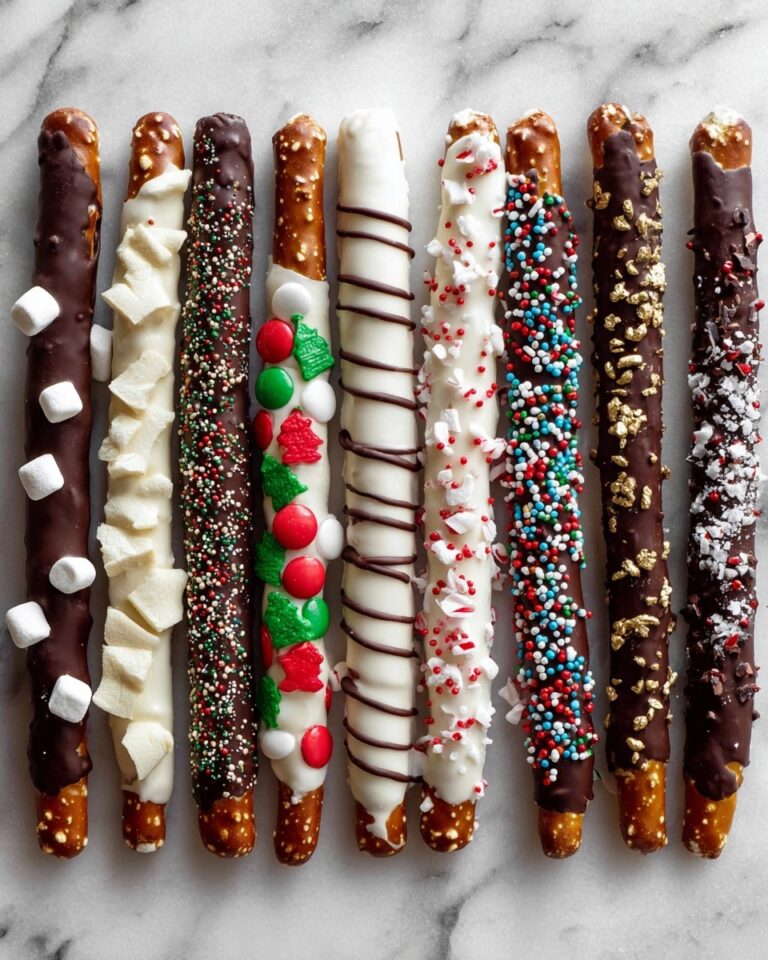 Festive Christmas Pretzel Rods with Candy Coatings and Sprinkles Recipe