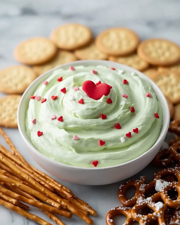 Grinch Green Dip with Red Heart Sprinkles Recipe