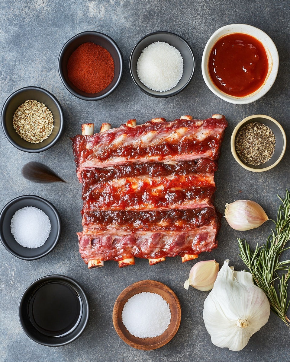 A long white oval plate holds a rack of ribs covered in thick shiny dark brown sauce, with three ribs broken off and placed in front showing tender, juicy meat inside coated in the same glossy sauce. To the right of the ribs is a small white cup filled with more dark brown sauce. The plate sits on a white marbled surface, creating a clean and bright background. The ribs look sticky and rich, with some sauce dripping onto the plate photo taken with an iphone --ar 4:5 --v 7