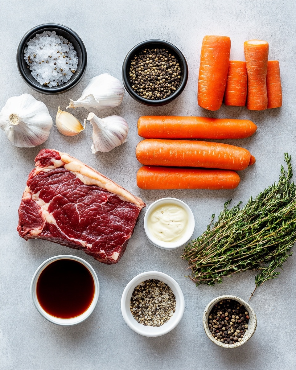 A large piece of cooked meat with a dark, crispy, and slightly charred outer layer sits on a wooden board, showing caramelized textures and roasted herbs on top, with a light sheen of oil reflecting from its surface. A small bunch of fresh green rosemary lies next to the meat, adding contrast in color and texture. The wood board has warm brown tones and natural grain patterns. The background features a white marbled texture. photo taken with an iphone --ar 4:5 --v 7