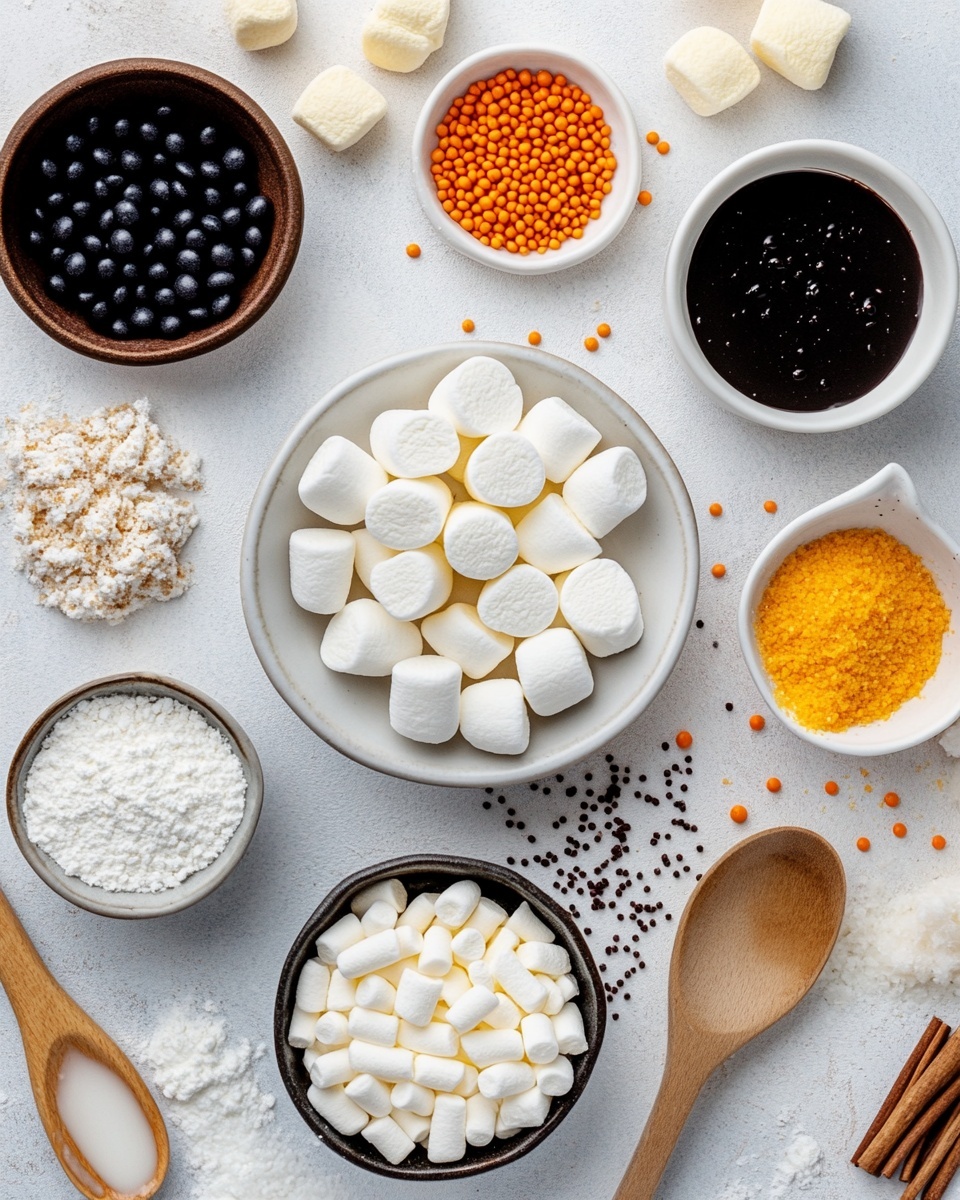 The image shows several round cookies placed on a white marbled surface, each decorated as a melting snowman. Each cookie has two layers: the base is a light brown cookie, topped with a smooth white icing layer shaped like a melting snowman body with uneven edges. On top of this icing, a white marshmallow is placed as the snowman's head. The snowmen have simple black icing arms drawn on out to the sides and small eyes and an orange carrot-shaped nose on the marshmallow. Each snowman has two colorful candy buttons on the body in red, blue, green, or orange. The cookies are arranged in loose rows on the surface. photo taken with an iphone --ar 4:5 --v 7