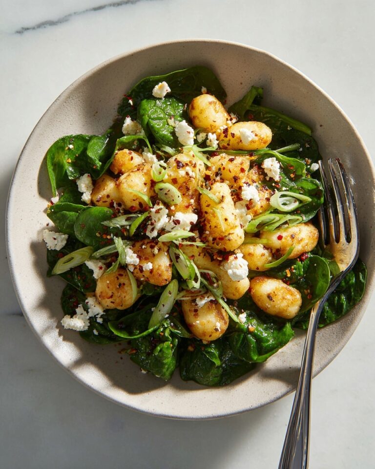 Crispy Gnocchi with Spinach, Feta, and Fresh Herbs Recipe