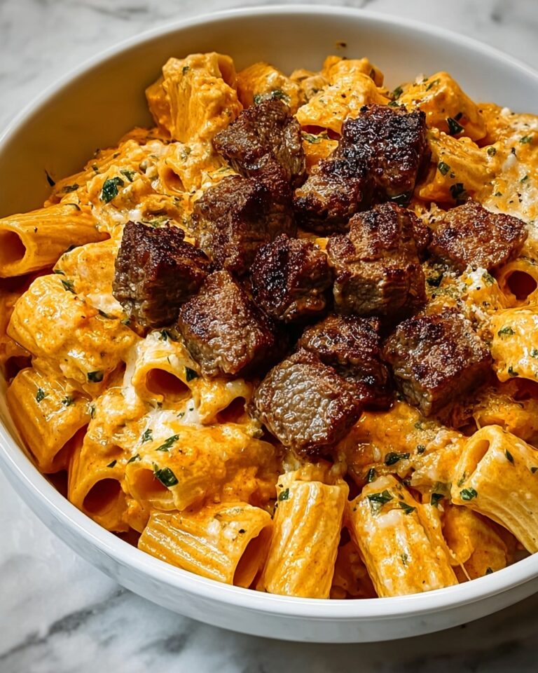 Cajun Steak Tips in Cheesy Rigatoni Parmesan Sauce Recipe