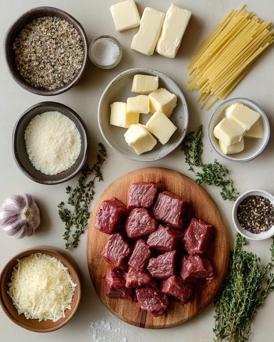 A white bowl filled with rigatoni pasta coated in a creamy, orange-colored sauce with small green herb specks mixed throughout. On top of the pasta, there is a layer of browned, grilled meat cut into bite-sized cubes with a glossy, slightly charred surface. The texture of the pasta shows ridges, and the sauce appears smooth and rich, clinging to each piece. The background is a white marbled surface. photo taken with an iphone --ar 4:5 --v 7