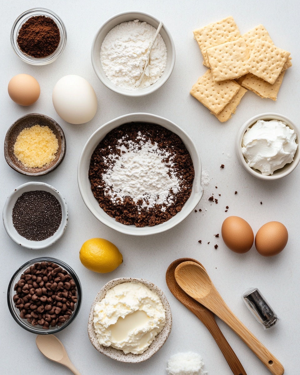 A two-layer round cheesecake sits on a white cake stand with open cut-out edges, placed on a white marbled surface. The bottom layer is a thick, firm light brown crust with a slightly crumbly texture, while the top layer is creamy pale yellow, smooth and thick. On top, there are several evenly spaced swirls of white whipped cream, each decorated with small bits of crushed nuts. A slice is being lifted by a metal cake server, showing the clean, smooth edges of the cheesecake layers. In the background, a soft blurred white wall and a hint of red flowers add a touch of color. Photo taken with an iphone --ar 4:5 --v 7