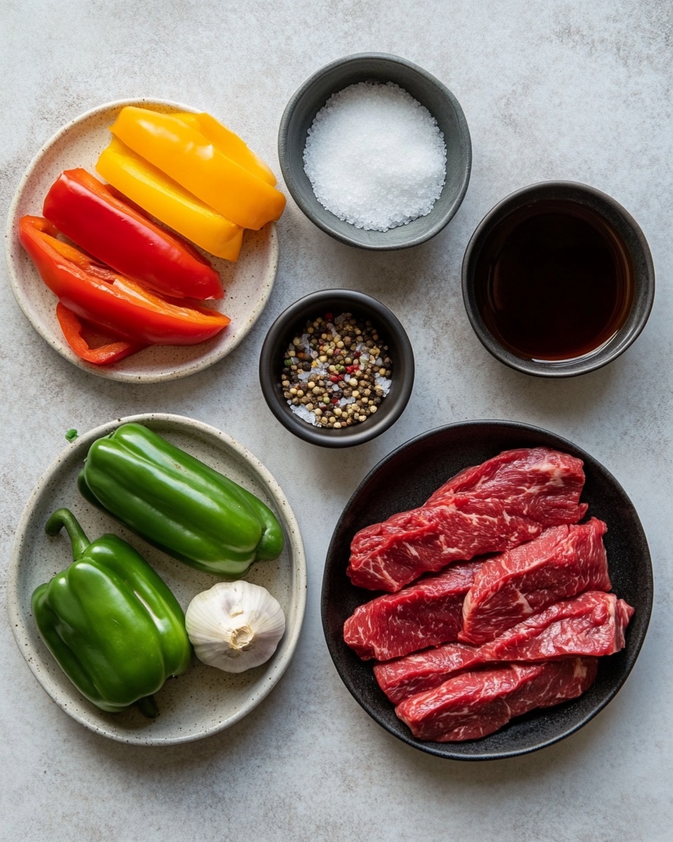 This image shows a close-up of a dish with three main layers. The bottom layer is a mix of bright red and green pepper strips, which appear fresh and crunchy. The middle layer has dark brown pieces of meat that look cooked and glossy with sauce. The top layer is a wooden spatula resting on the meat and peppers, adding a natural texture. The food is in a white bowl with a blue rim, placed on a white marbled surface. The colors are bright, and the textures look juicy and fresh. Photo taken with an iphone --ar 4:5 --v 7