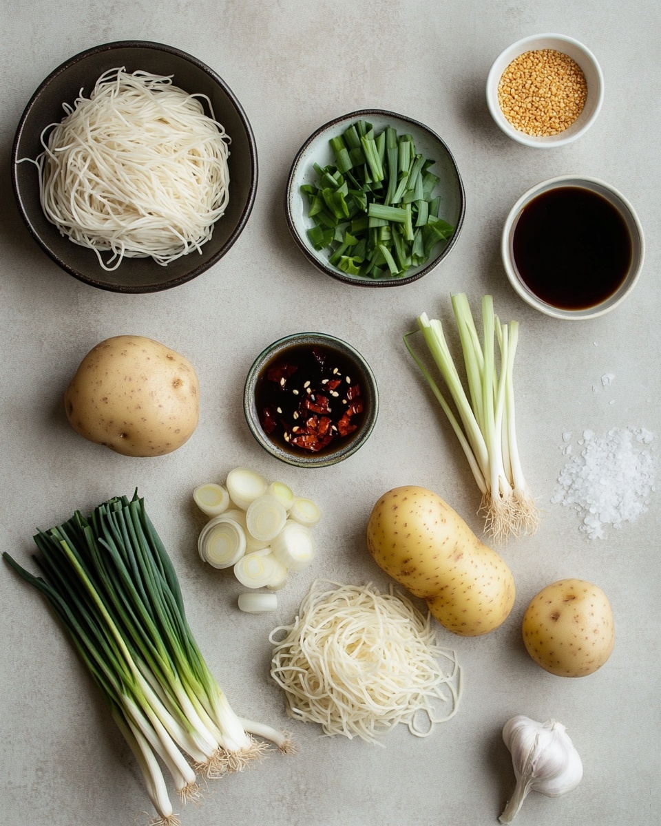 A white bowl filled with two layers of whole mushrooms, the top layer having darker brown cooked mushrooms and the bottom layer with lighter beige raw mushrooms, all soaked in a shiny reddish-brown sauce with chili flakes and finely chopped bright green onions sprinkled generously on top. A dark wooden spoon holds one darker mushroom lifted above the sauce on the left side of the bowl. In the background, there is a small white bowl with chopped green onions, and the bowl sits on a warm wooden cutting board placed on a white marbled surface. Photo taken with an iphone --ar 4:5 --v 7