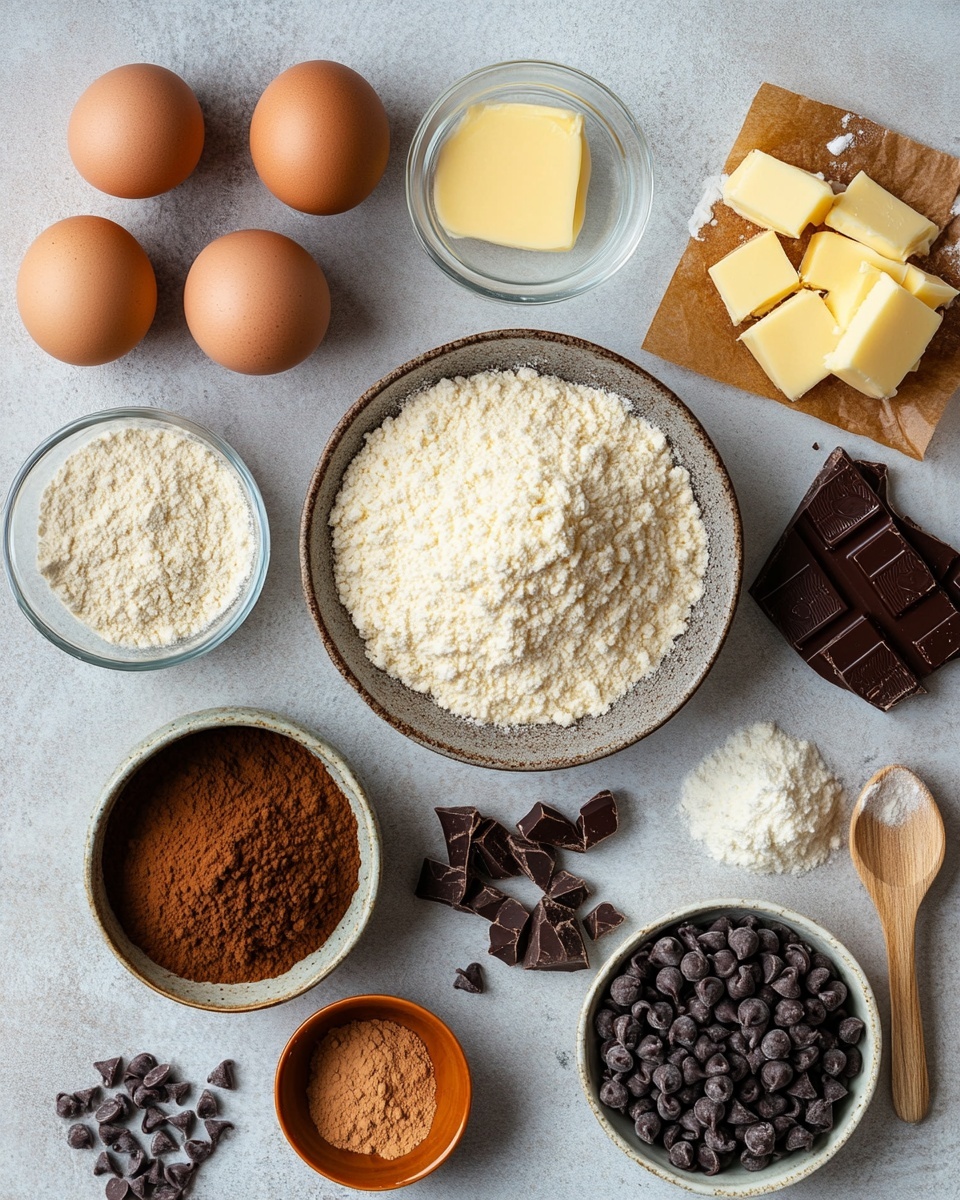A thick round cookie skillet with a golden brown baked surface dotted evenly with shiny dark chocolate chips. Inside, a gooey darker brown chocolate layer contrasts the lighter top, showing a soft, rich texture. One wedge-shaped slice is taken out from the right side, revealing the thick layers and melted chocolate inside. The skillet is black cast iron sitting on a white marbled surface with a white cloth underneath. In the blurred background, there is a white plate with a triangular piece of the cookie. photo taken with an iphone --ar 4:5 --v 7
