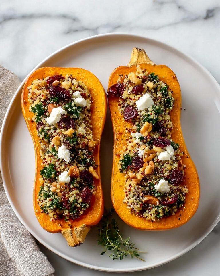 Stuffed Butternut Squash with Quinoa, Cranberries, and Pecans Recipe